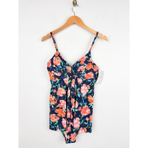 NWT Garnet Hill Floral Flowy One Piece Swimsuit Sz 8 - Picture 1 of 11
